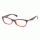 Prada PR15PV Progressive Prescription Eyeglasses MAX1O1-5316 - Bordeaux Gradient Red Frame, Demo Lens Lenses