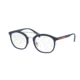 Prada PS02HV Single Vision Prescription Eyeglasses U6W1O1-50 - Blue Rubber Frame