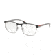 Prada PS50LV Eyeglass Frames 6BJ1O1-53 - Black Rubber/Gunmet Rubber