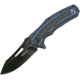 Proelia Linerlock Blue/Black Folding Knife,3.75in,Black D2 Tool Steel,Drop Point,Blue and Black,G10 Handle TX020BLBK