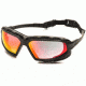 Pyramex Highlander-XP Safety Glasses, Black-Gray Frame &amp; Sky Red Mirror Anti-Fog Lens SBG5055DT