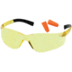 Pyramex Mini-Ztek Safety Glasses And DP1000 Ear Plug Combo Amber Lens Amber Frame Ten Pack
