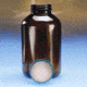 Qorpak Wide-Mouth Bottles, Amber Glass, V I, with Caps, Qorpak 2P16QPVV With Pulp/Vinyl-Lined Black Phenolic Caps