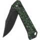 QSP Knife Grebe Folding Knife, 4.25in Closed, 3in Black Stonewash S35VN Stainless Clip Point Blade, Green Carbon Fiber Handle, QS147G2