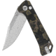 QSP Knife Grebe Folding Knife, 4.25in Closed, 3in Stonewash S35VN Stainless Clip Point Blade, Noble Raffir Resin Handle, QS147F1