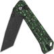 QSP Knife Grebe T Folding Knife, 4.25in Closed, 3in Black Stonewash S35VN Stainless Tanto Blade, Green Carbon Fiber Handle, QS148G2