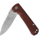 QSP Knife Hawk Cocobolo Folding Knife, 4.13in Closed, 3.25in Damascus Steel Blade, Cocobolo Wood Handle, QS131-B2