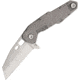 Quartermaster Biff Tannen Framelock Stnwash Folding Knife,3in,Wharncliffe,Stonewash,Stonewash,Titanium Handle QTRQSE10