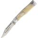 Queen Gunstock White Smooth Bone Folding Knife,2.5in,Clip Point,White,Smooth Bone Handle QN40AW