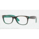 Ray-Ban New Wayfarer Eyeglasses RX5184 with Rx Prescription Lenses 5161-52 - Top Light Havana on Green Frame, Demo Lens Lenses
