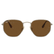Ray-Ban RB8148 Hexagonal Sunglasses, Demigloss Antique Gold Frame, Brown Lens, Polarized, 51, RB8148-920757-51