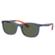 Ray-Ban RJ9076S Sunglasses - Kids, Transp Blue On Rubber Orange Frame, Dark Green Lens, 49, RJ9076S-712471-49