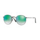 Ray-Ban Round Metal Sunglasses - Men's, Shiny Black Frame, Mirror Gradient Green 53 mm Lenses, RB3447-002-4J-53