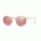 Ray-Ban Round Metal Sunglasses - Men's, Gold Frame, Brown Mirror Pink 50 mm Lenses, RB3447-112-Z2-50