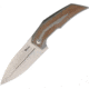 Reate Knives T4000 Framelock Folding Knife, 4 Bohler M390 stainless blade, Bead blast finish titanium handle with Brown linen, REA063 T4000 BROWN MICARTA