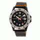 Reign Emery Leather-Band Watch w/Magnified Date, Black/Black REIRN5002