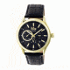 Gustaf Genuine Leather Mens Watch,Black Dial,Gold Case,Black