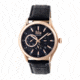 Gustaf Genuine Leather Mens Watch,Black Dial,Rose Gold Case,Black
