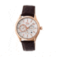 Gustaf Genuine Leather Mens Watch,White Dial,Rose Gold Case,Brown