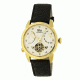 Mens Canmore Watch,44mm,White Dial,Gold Bezel,Black Leather Strap