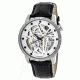 Reign Mens Xavier Automatic Skeleton Dial Crocodile-Embossed Leather Strap Watch Silver Bezel, Silver/Circle-shaped Case, Silver/analog Dial, Black Hands REIRN3901