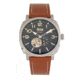 Reign Napoleon Automatic Semi-Skeleton Leather-Band Watch, Silver/Brown, One Size, REIRN5803
