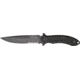 Remington FAST Fixed Knife, 440 stainless partially serrated clip point black , Black rubber overcoat handle R19784