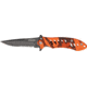 Remington Medium FAST Fold Knife, 440 stainless partially serrated clip point black , MossyOak Blaze camo rubber R19771