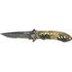 Remington Medium FAST Fold Knife, 440 stainless partially serrated clip point black , MossyOak Obsession R19068