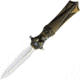 Rike Knife Amulet Linerlock Gold Folding Knife, 3.75 mirror finish double edge Bohler M390 stainl, Black and gold sculpted titanium handle, RKAMULETBG