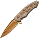 Rite Edge Wolf Framelock A/O Gold Folding Knife,3.25in,Stainless Steel,Standard Edge,Stainless Handle CN300403GD