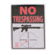 River's Edge 12in.x17in. Weatherpoof Rolled Edge Tin Sign, Trespassing You're Here, 16in. Description 184630
