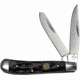 Roper Knives Peanut Chaparral Series Jigged Folding Knife,Standard Edge,Clip and Spey,Black Handle RP006CBK
