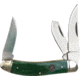 Roper Knives Sowbelly Stockman Folding Knife, Satin 1065 Carbon Steel Large Clip, Small Clip, Spey Blades, Green Smooth Bone Handle, RP0010CGB