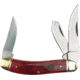 Roper Knives Sowbelly Stockman Red Folding Knife, Satin 1065 Carbon Steel Large Clip, Small Clip, Spey Blades, Red Smooth Bone Handle, RP0010CRB