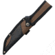 Rough Rider Knife, 10.25in Overall, 6in Black Stonewash SS Tanto Blade, Stacked Leather Handle, SS Guard, Glass Breaker, Black Nylon Sheath, CZC05