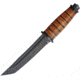 Rough Rider Knife, 10.25in Overall, 6in Black Stonewash SS Tanto Blade, Stacked Leather Handle, SS Guard, Glass Breaker, Black Nylon Sheath, CZC05