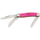 Rough Rider Tiny Stockman Fold Knife, Clip, spey and sheepsfoot blade, Pink smooth bone handle RR840