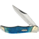 Rough Rider Black and Blue Folding Hunter Folding Knife, 4.25 mirror finish stainless clip blade, Blue sculpted bone handle, KD06R RR2117