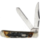 Rough Rider Trapper Cinnamon Stag Folding Knife, Damascus steel clip and spey blades, Cinnamon stag bone handle, RR2155 / KB201R