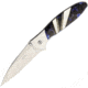 Santa Fe Stoneworks Custom Kershaw Leek Mtalpo A/O Folding Knife, Custom Leek Framelock, 4in Closed, 3in Bead Blast Finish Blade, Raffir Metalpool Blue/Mother Of Pearl Handle, 1660 MTALPOOL BLUE