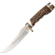 Schrade Uncle Henry Fixed Blade Knife, Uncle Henry, 9.25in Overall, 4.75in Satin SS Skinner Blade, Stag Bone Handle, Nickel Silver Guard And Pommel, Brown Leather Belt Sheath, 1100086