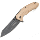 Sheffield Besa Linerlock Folding Knife, 4.5in Closed, 3.5in Black Oxide Coated 420 SS Blade, Gold Aluminum Handle, Thumb Stud, Gold, 12157