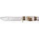 Sheffield Bowie Fixed Knife, 11 1/2in, polished carbon steel blade, Round design genuine stag handle SHE002