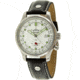 Skytimer 503225013 Quartz Alarm Mens Watch - White Dial, Black Leather Strap