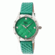 Sophie And Freda SF3207 Lancaster Ladies Watch, Green Leather Band, Silver Diamond Encrusted Case, Green Face SAFSF3207