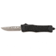 Steel River Spartan Mini OTF Automatic Folding Knife, 2.75in, 440C SS, Drop Point Plain Blade, Real Damascus, Black Handle, MT616BRDAMDP