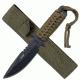 Survivor Fixed Blade, 7.5in, Stainless Steel Blade, Full Tang Military Green Cord Wrapped Handle HK-7525