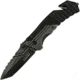 TAC Force Evolution Rescue A/O Folding Knife, 4.63in Closed, 3.25in Black Stonewash SS Tanto Blade, Black Stonewash SS Handle With Black G10 Inlay, Belt/Cord Cutter, Thumb Stud, TFE-A025-BK