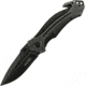 TAC Force Evolution Rescue A/O Folding Knife, 5in Closed, 3.25in Black Stonewash SS Drop Point, Black Stonewash SS Handle With Black Wood Front Scale, Glass Breaker, Belt/Cord Cutter, TFE-A024-BK